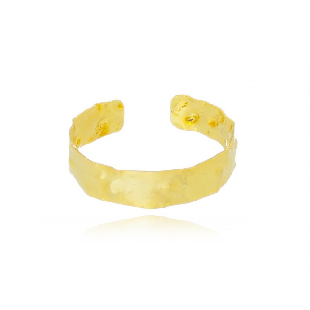 Pulseira bracelete minimalista martelada banhada a ouro 18k 
