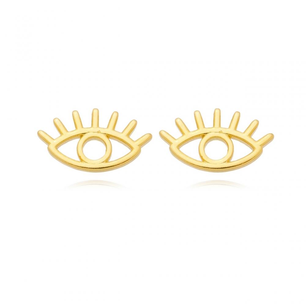 Brinco de olho grego banhado a ouro 18k