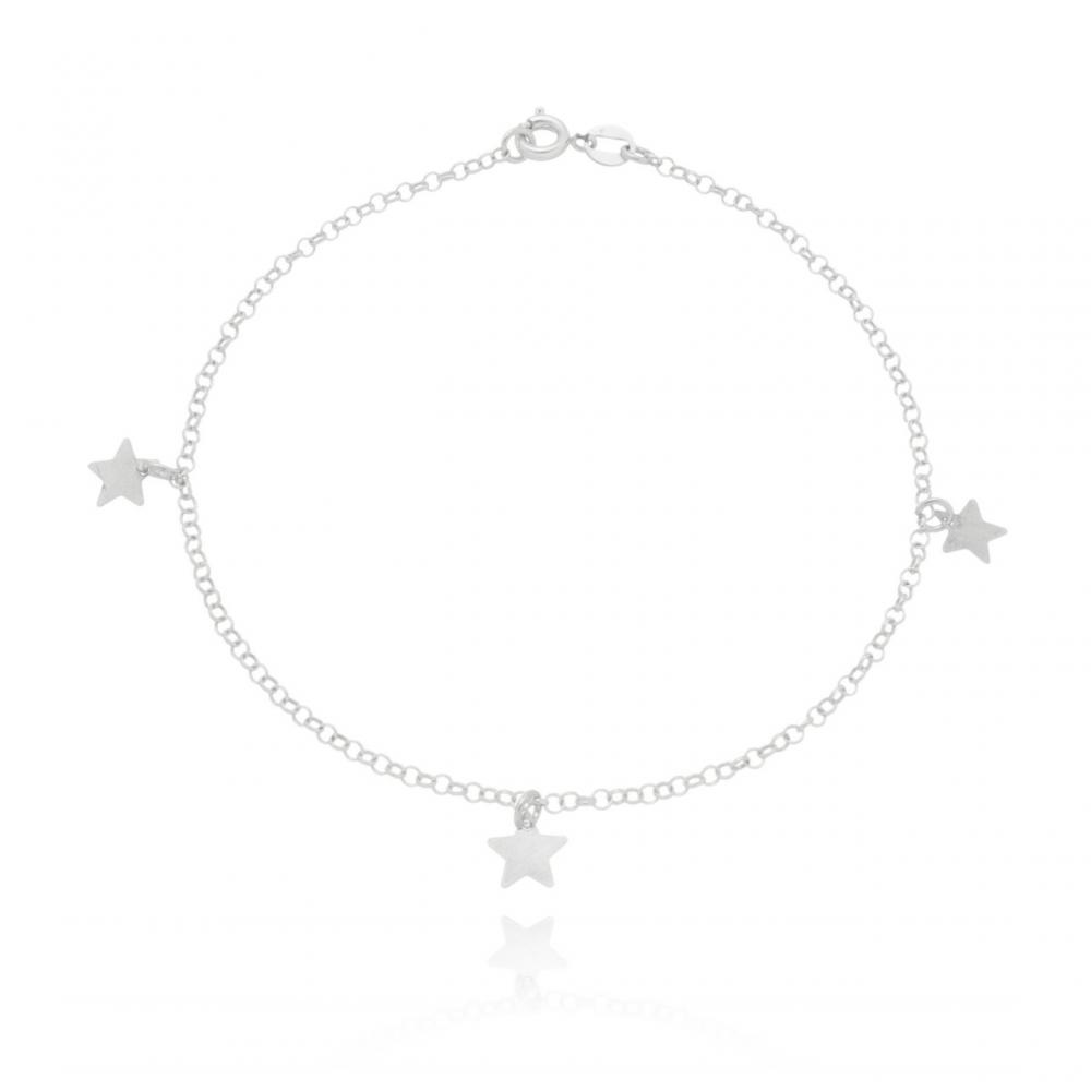 Pulseira com pingente de estrelas de prata 925