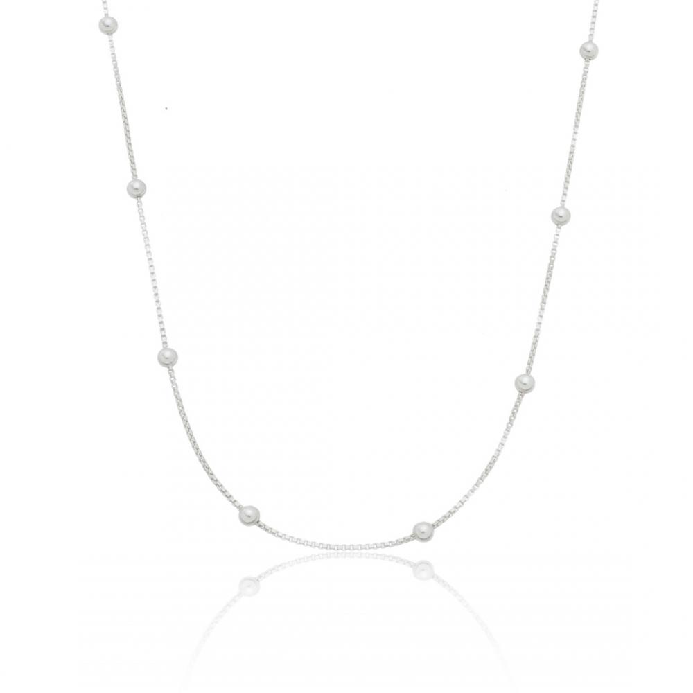 Colar com micro bolinhas de prata 925