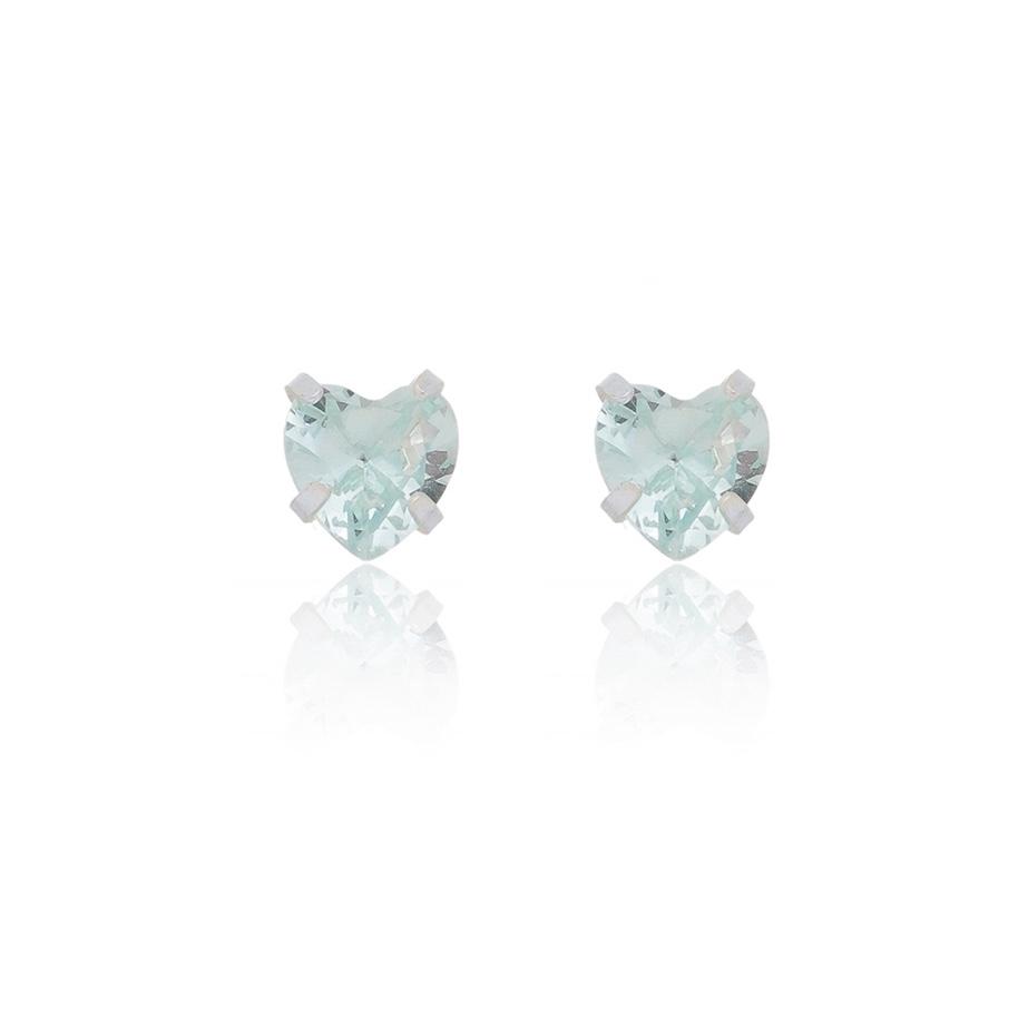 Brinco de coração cravejado com zircônia colorida de prata 925 