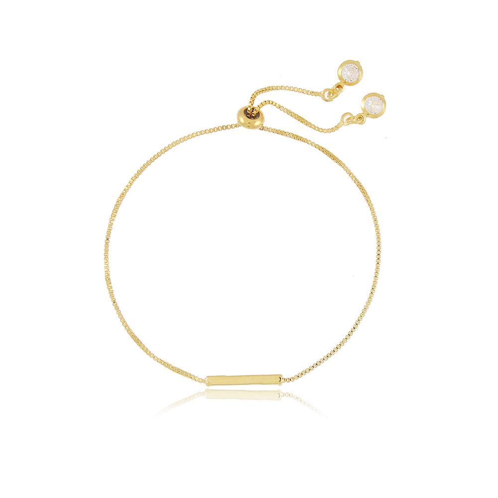Pulseira ajustável com pingente de palito banhada a ouro 18k