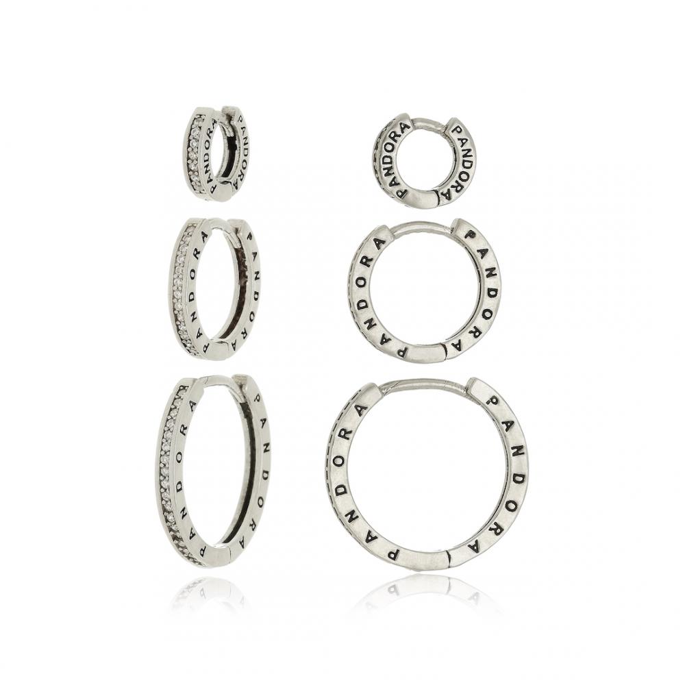 Trio de argola de prata 925 cravejado