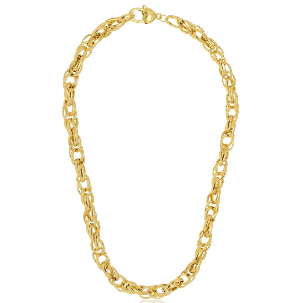 Colar Isabella com elos duplos banhado a ouro 18k
