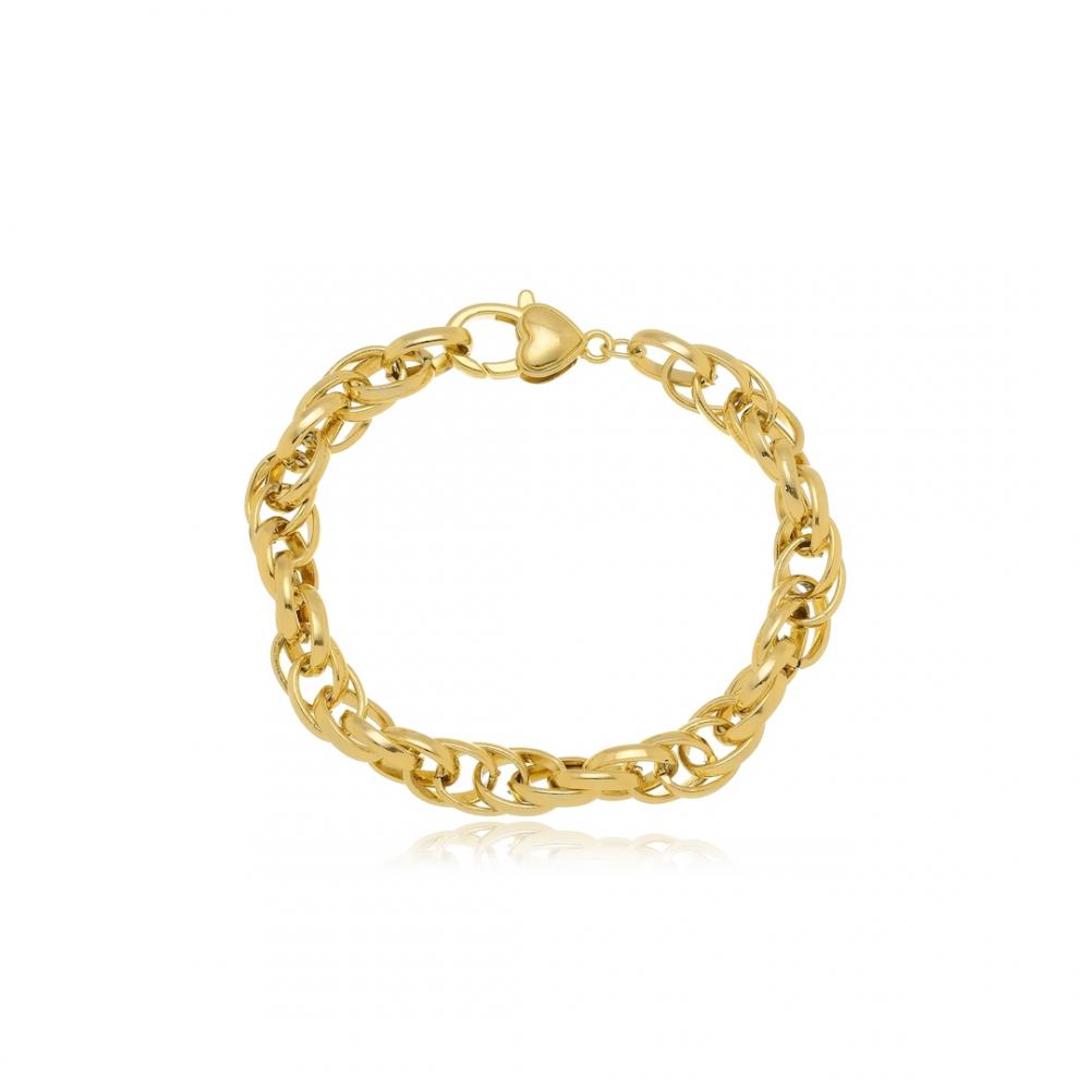 Pulseira Isabella com elos duplos banhada a ouro 18k