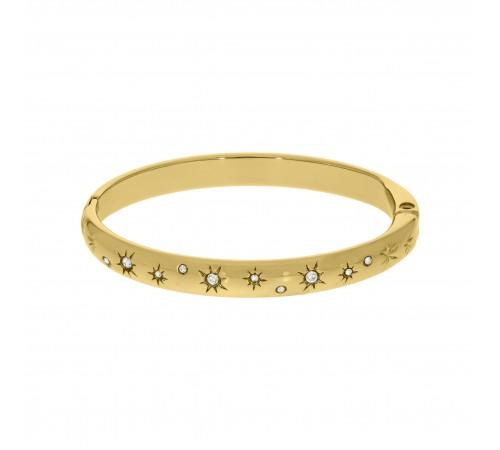 Bracelete shine com estrelas e ponto de luz de zircônia banhado a ouro 18k