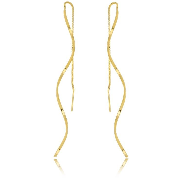 Brinco fio passante banhado a ouro 18k