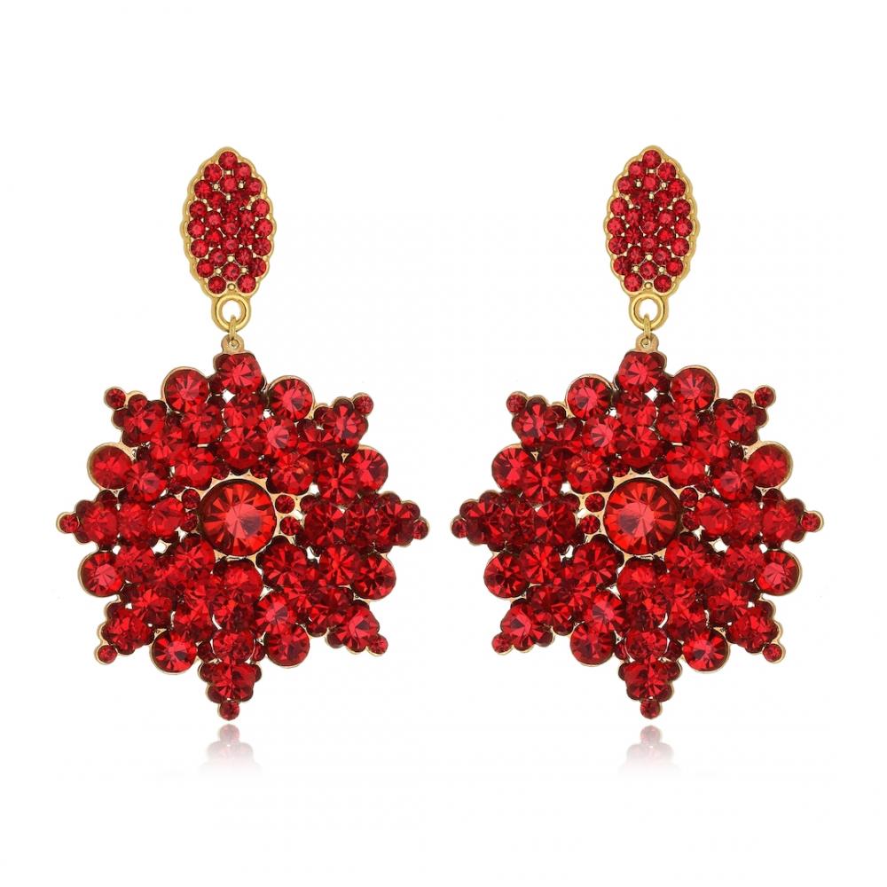 Brinco de strass banhado a ouro 18k 