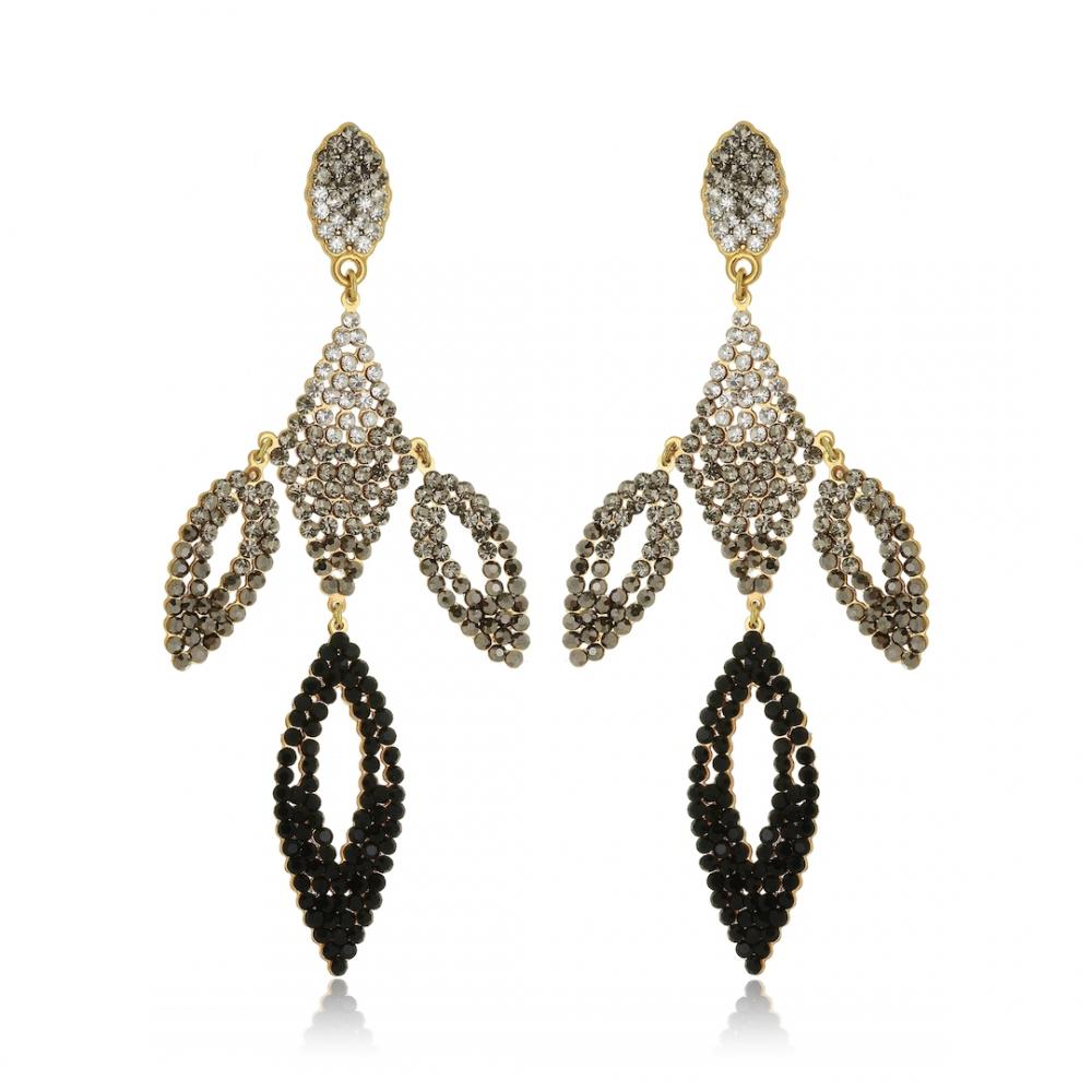 Brinco de strass em degrade banhado a ouro 18k 