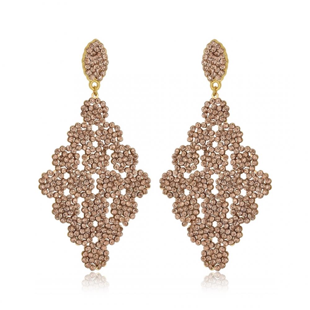 Brinco de strass banhado a ouro 18k 