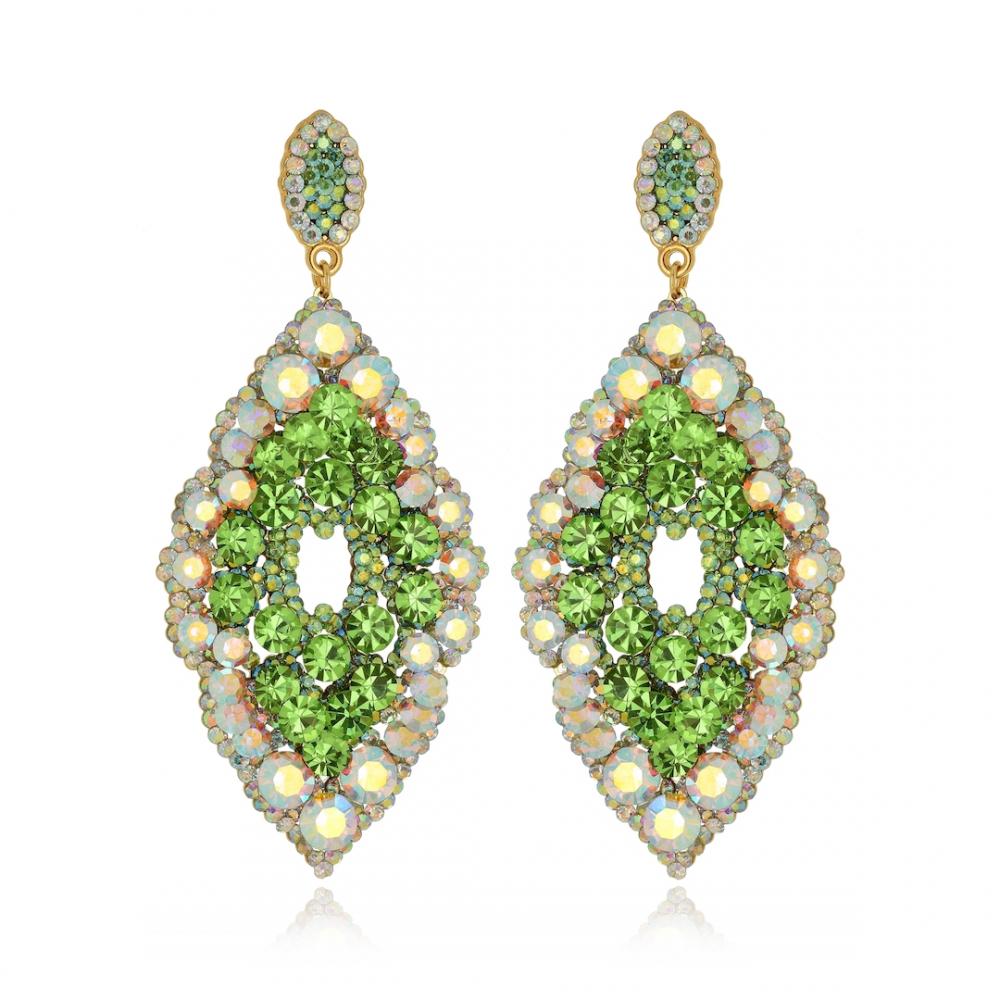 Brinco de strass banhado a ouro 18k 