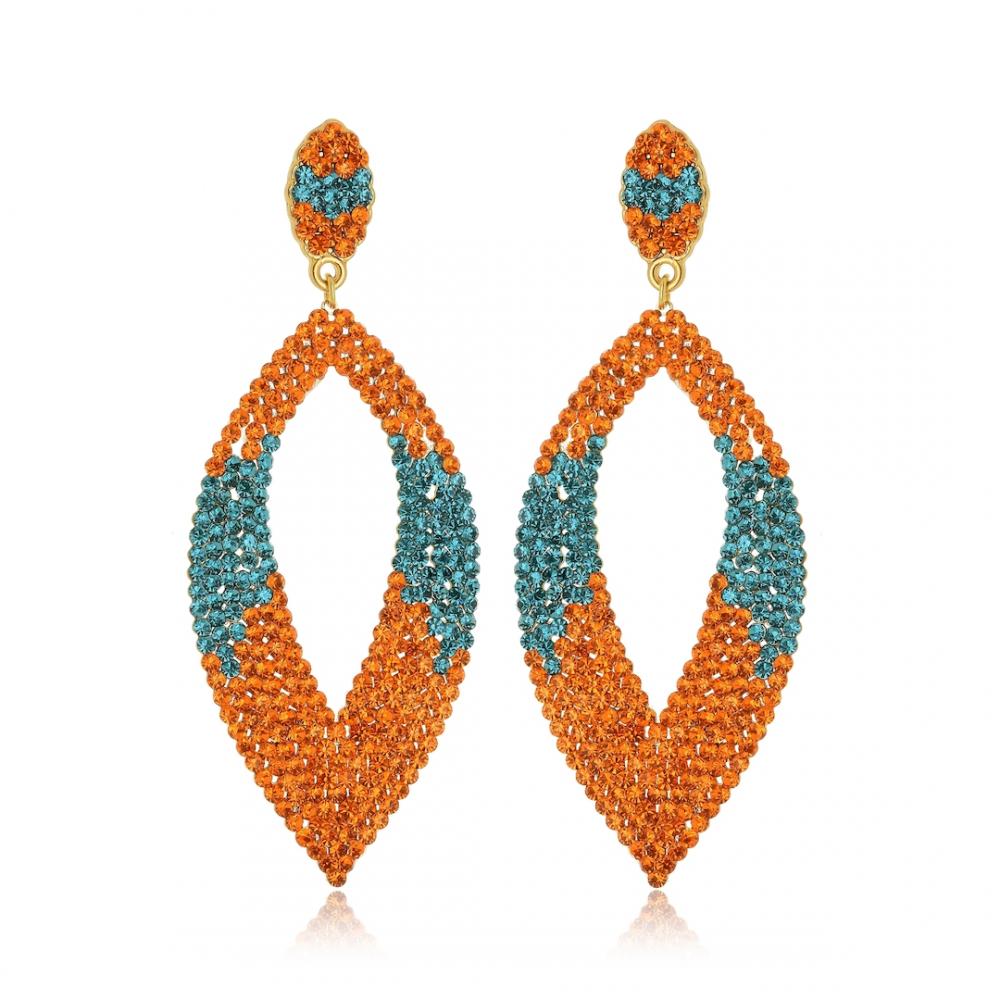 Brinco de strass banhado a ouro 18k 