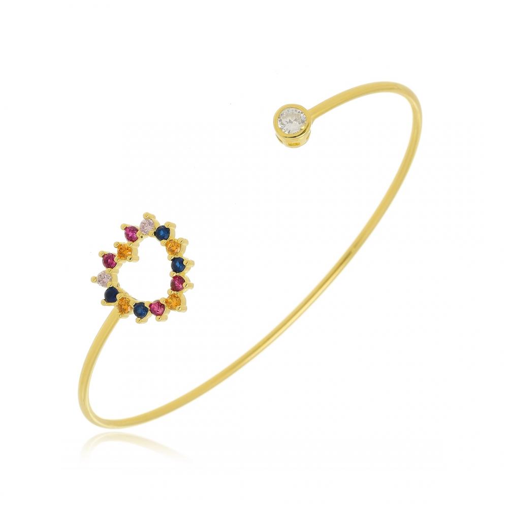 Bracelete de coração com ponto de luz banhado em ouro 18k 