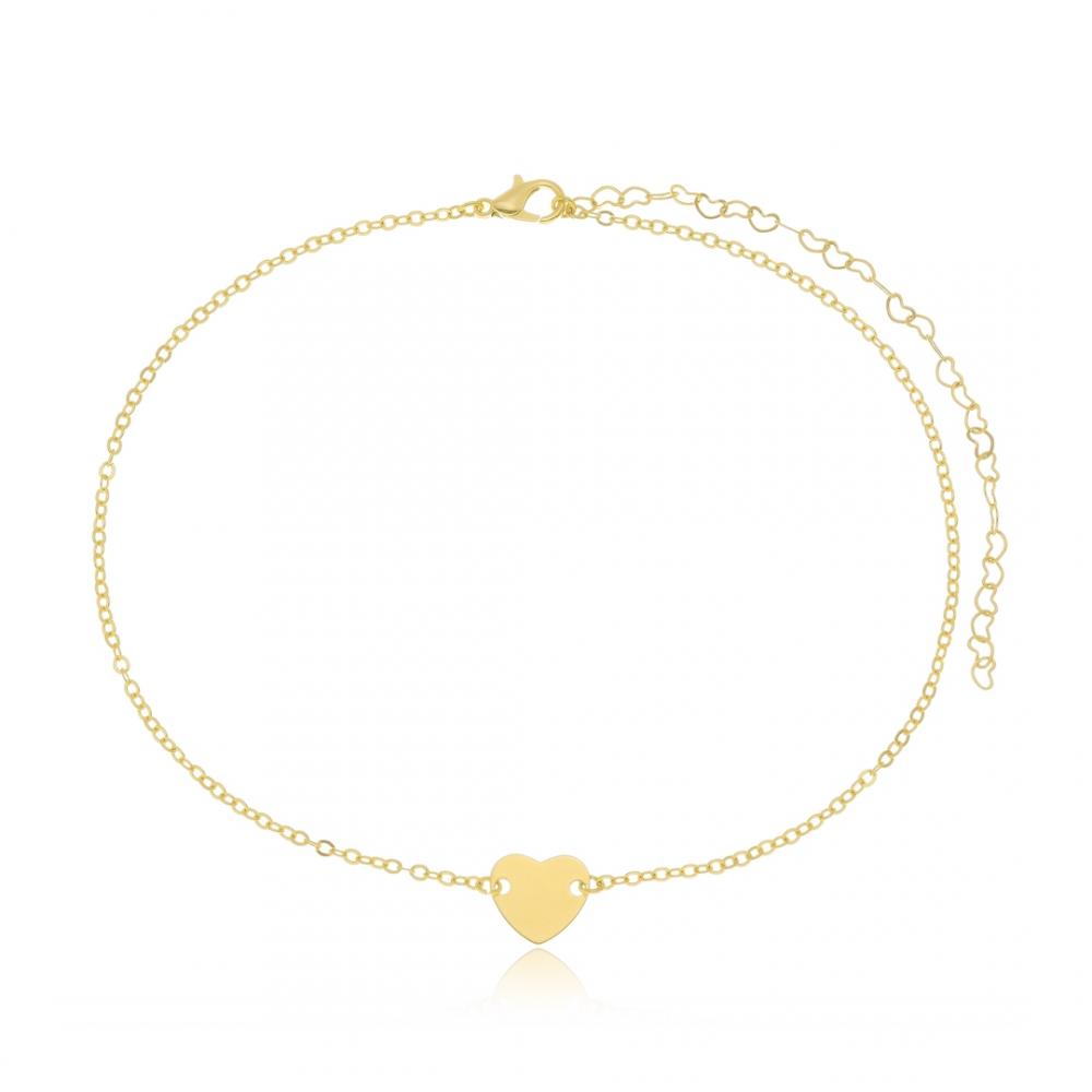 Choker de coração solitário banhada a ouro 18k 