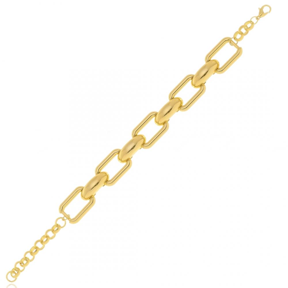 Pulseira Boss com elos grandes banhada a ouro 18k