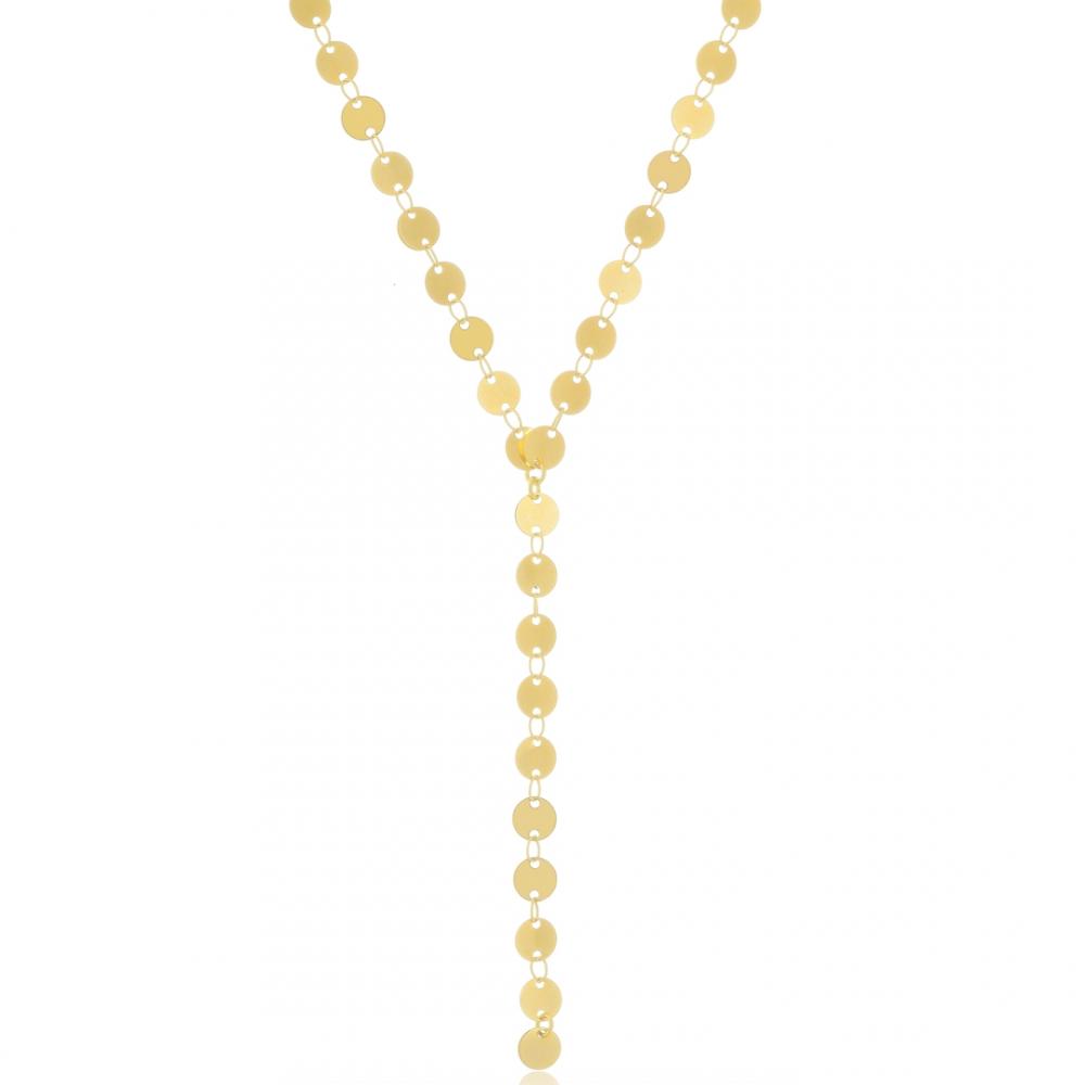 Colar Camila gravata de medalhas banhado a ouro 18k