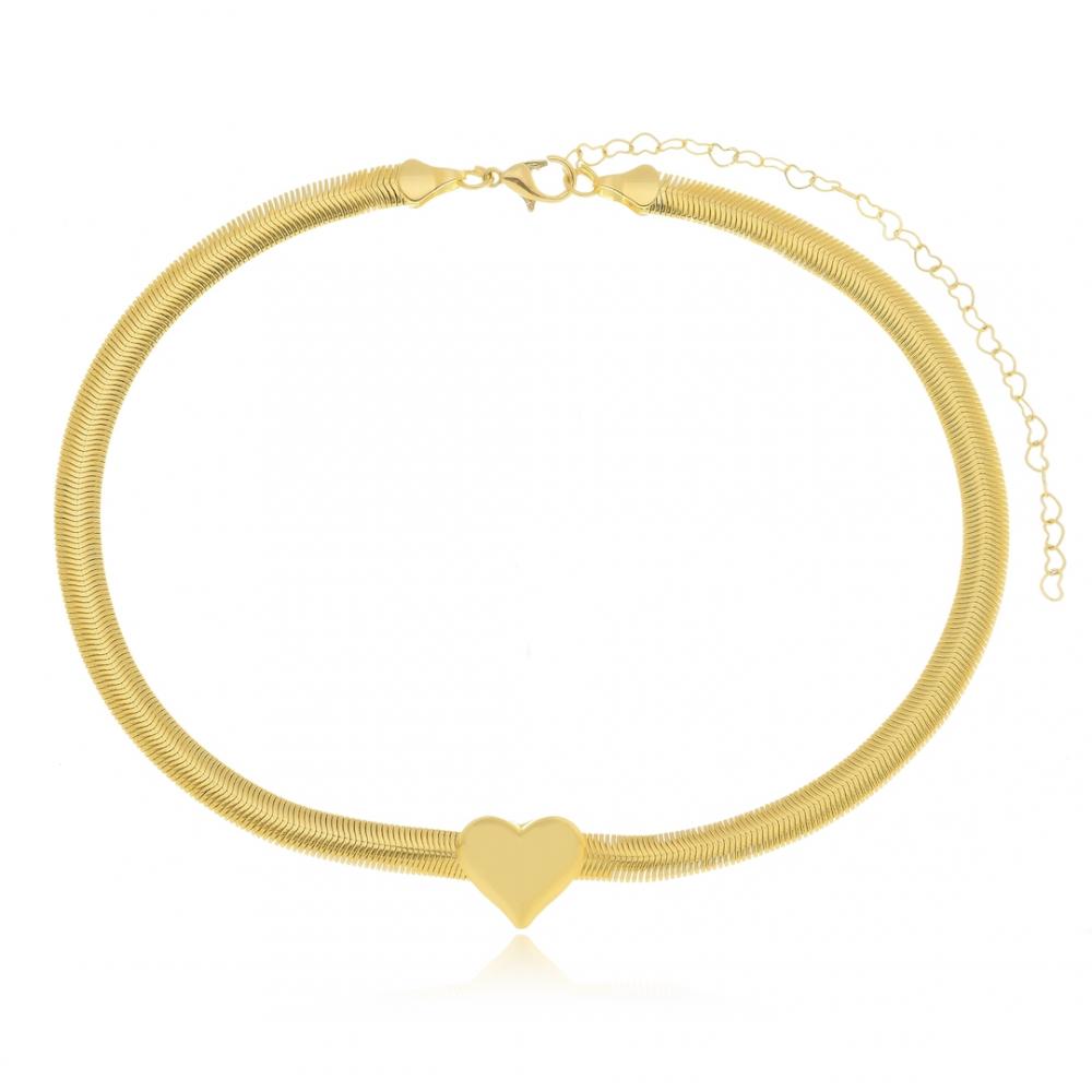 Choker com de malha Tassia com pingente de coração banhada a ouro 18k