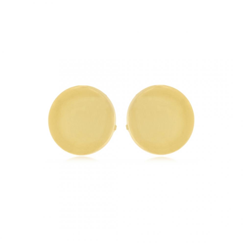 Brinco meia bola liso banhado a ouro 18k