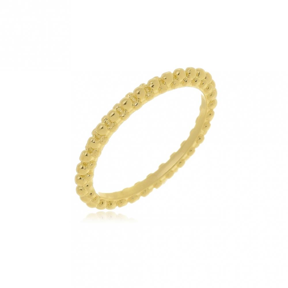 Anel com micro bolinhas minimalista banhado a ouro 18k