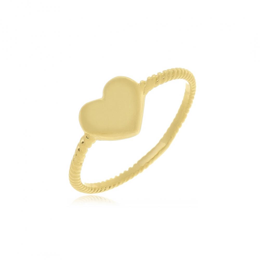Anel de coração banhado a ouro 18k