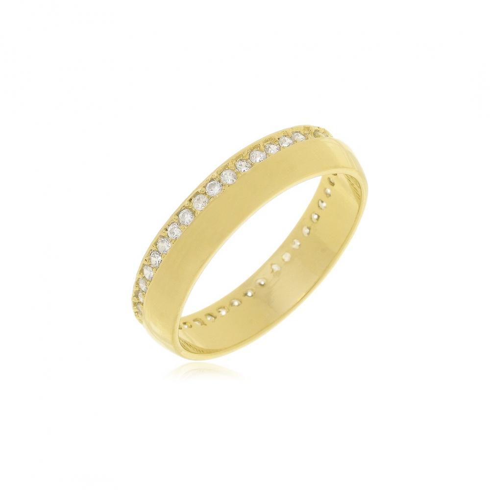 Anel cravejado banhado a ouro 18k