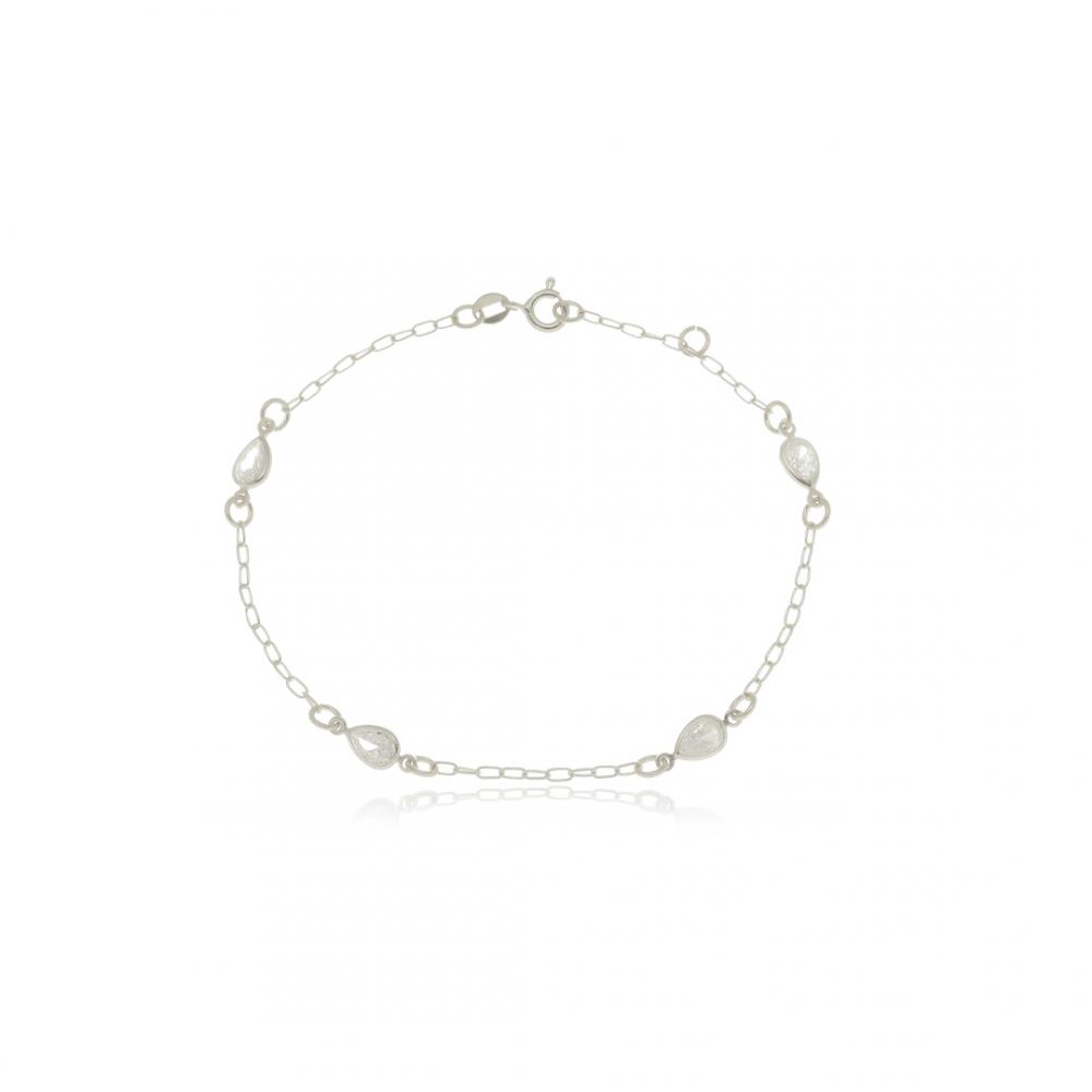 Pulseira com pingentes de gota cristal de prata 925 