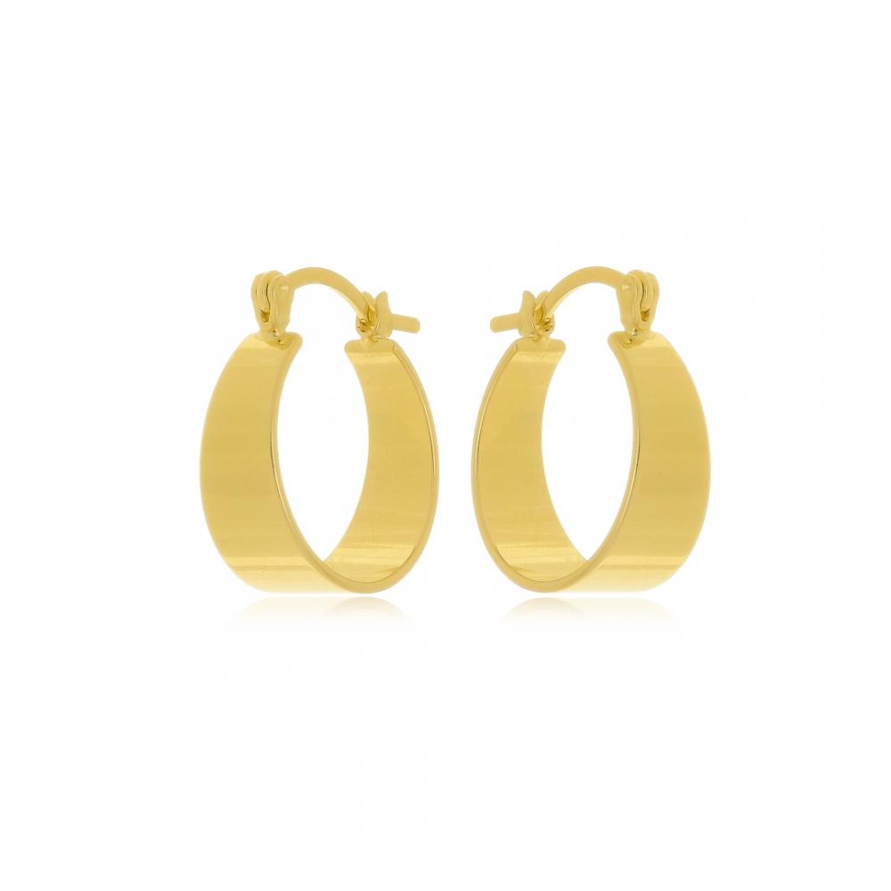 Brinco de argola grossa lisa banhado a ouro 18k
