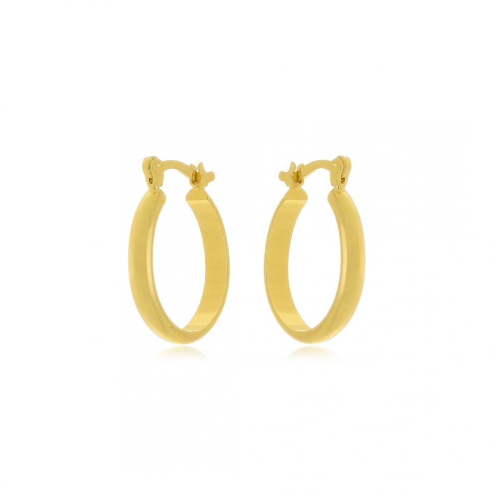 Brinco de argola fina lisa banhado a ouro 18k