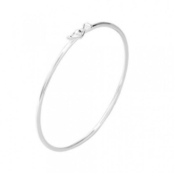 Bracelete liso fio redondo na prata 925