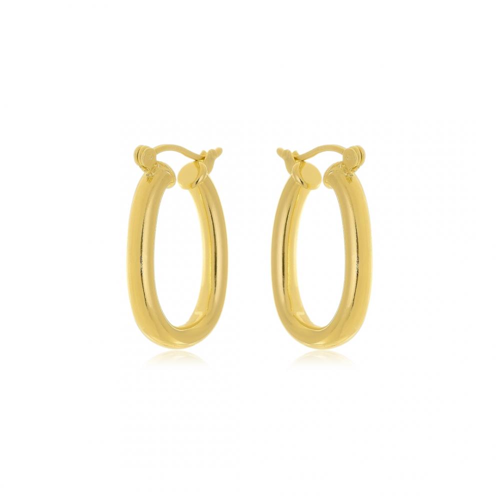 Brinco argola oval grossa banhada a ouro 18k