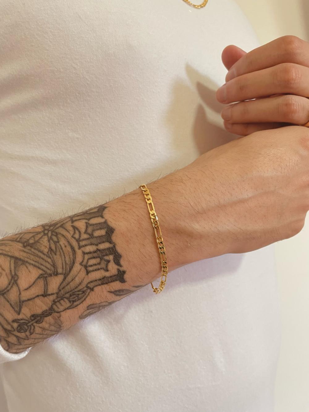 Pulseira com corrente grumet masculina banhado a ouro 18k