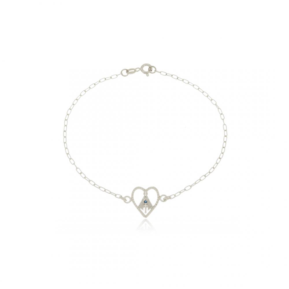 Pulseira Nossa Senhora cravejada com zircônia na prata 925