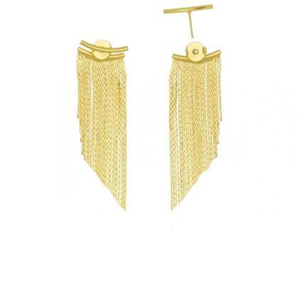 Brinco earcuff Carol de franja médio banhado a ouro 18k