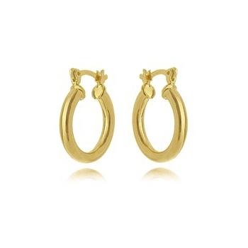 Brinco de argola média lisa banhada a ouro 18k 