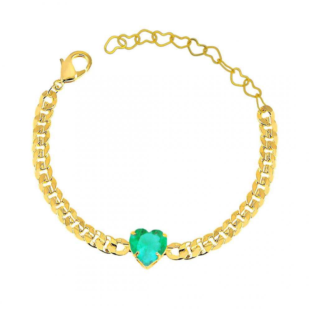 Colar Cecília com corrente cubana banhado a ouro 18k