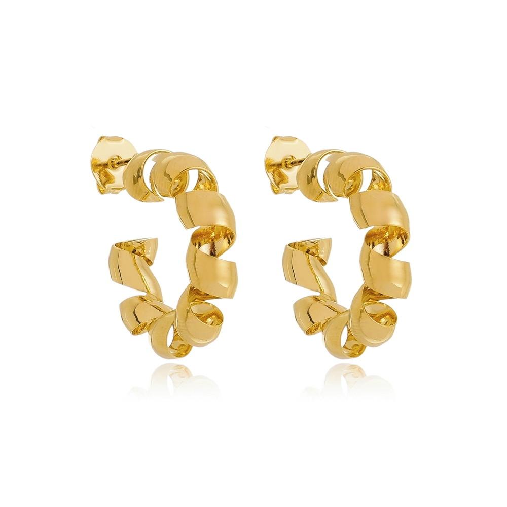 Brinco Priscilla de argola mola banhado a ouro 18k