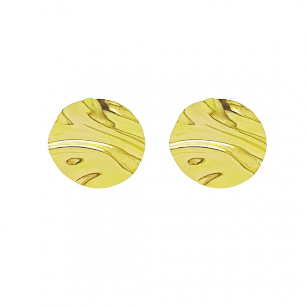 Brinco Vanessa redondo martelado banhado a ouro 18k 