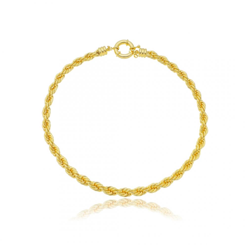 Colar thays cabo de aço cordão baiano com fecho boia banhado a ouro 18k