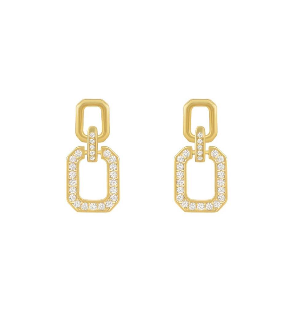 Brinco Fernanda minimalista cravejado banhado a ouro 18k 