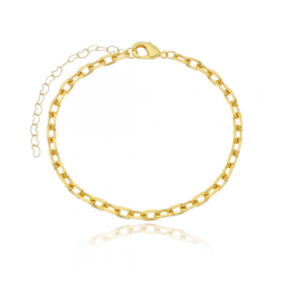Pulseira Nanda com corrente tijolinho banhado a ouro 18k