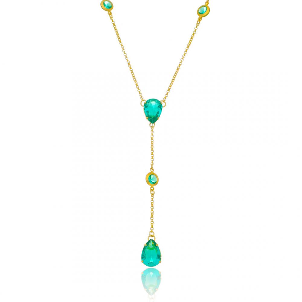 Colar gravata gota Mariana banhada a ouro 18k 