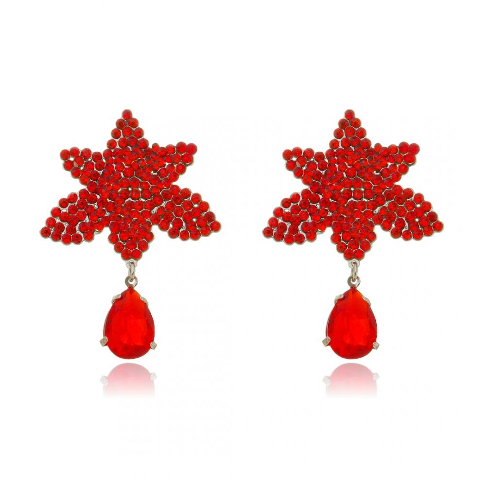 Brinco de strass banhado a ouro 18k 