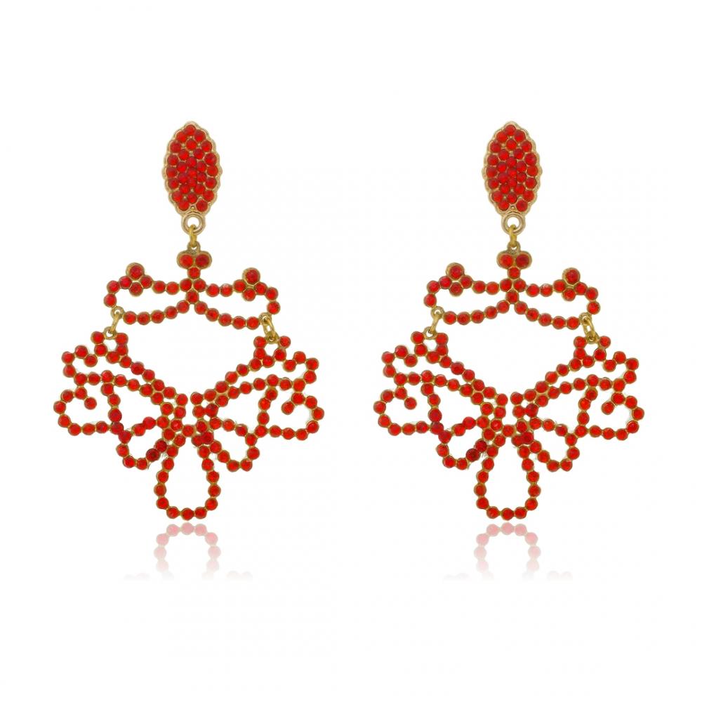Brinco de strass banhado a ouro 18k 