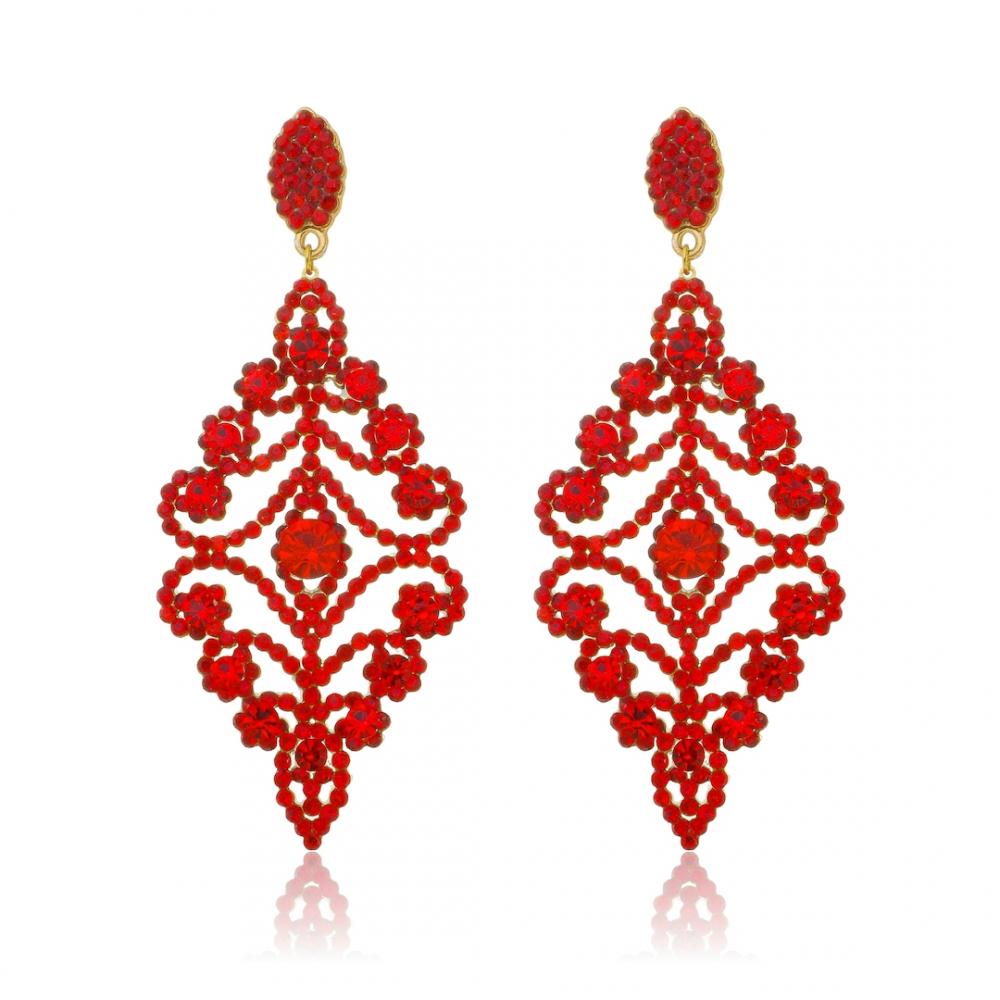 Brinco de strass banhado a ouro 18k 
