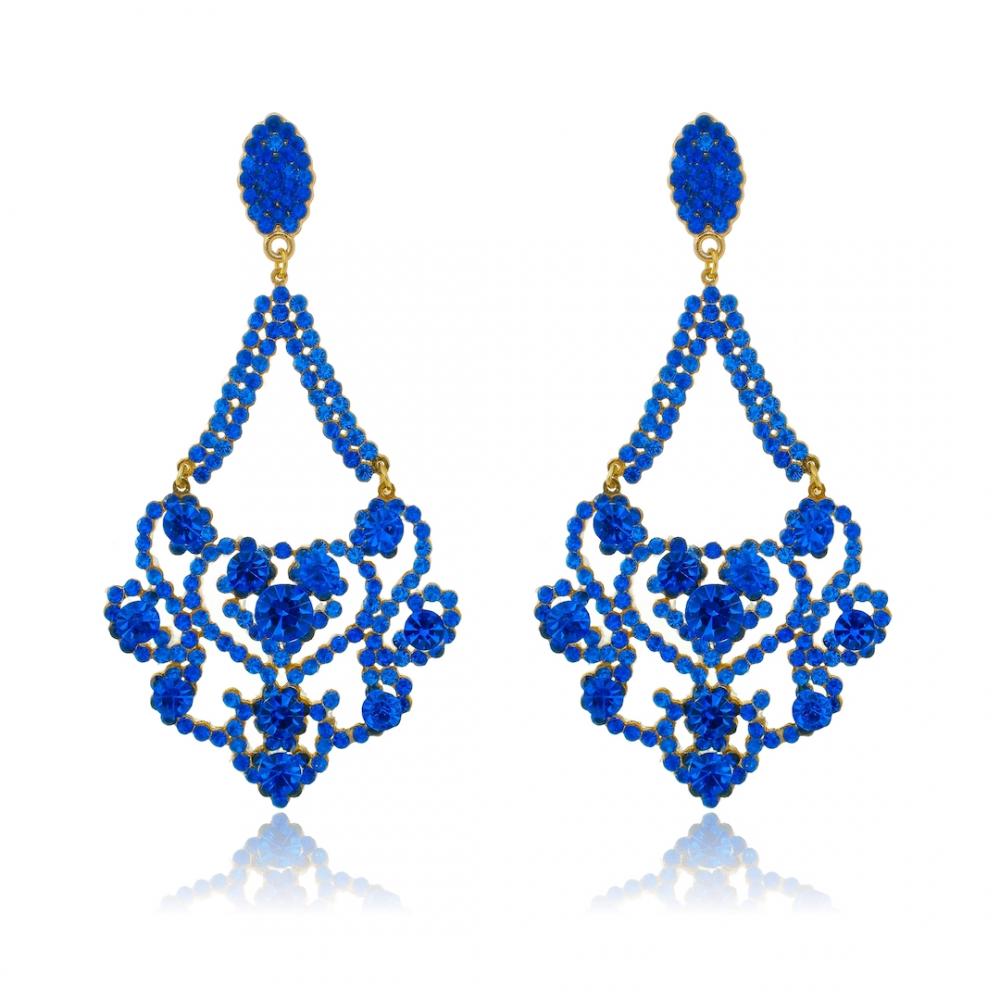 Brinco de strass banhado a ouro 18k 