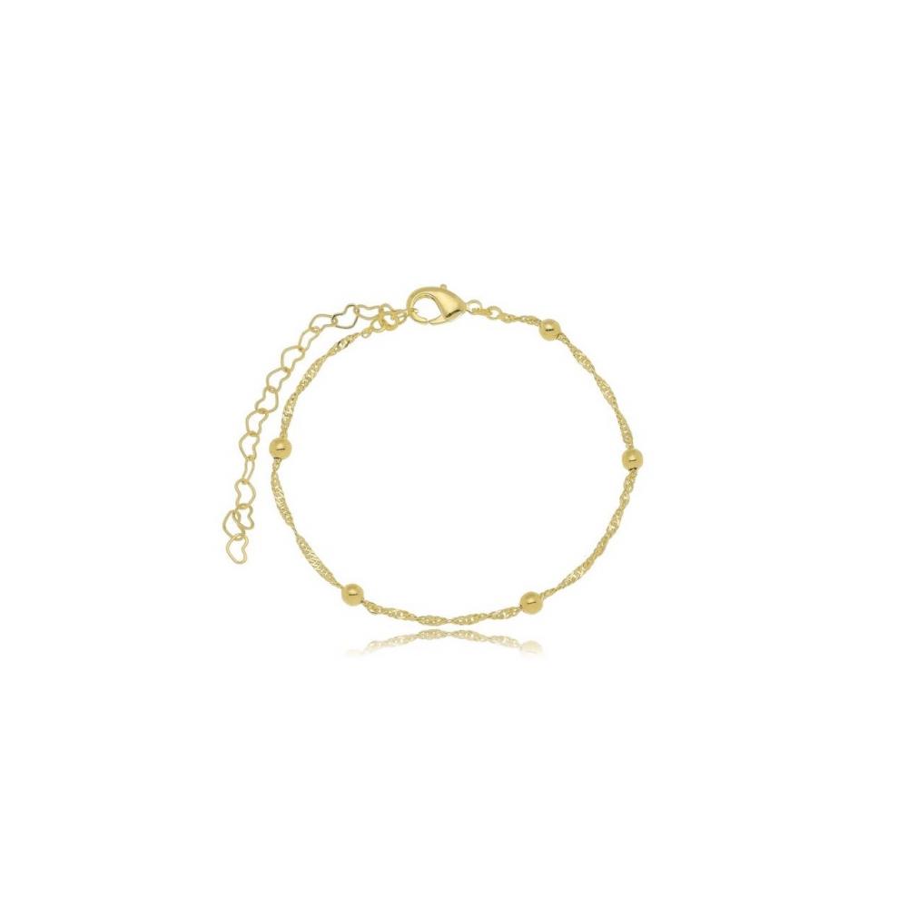 Tornozeleira Nina com micro bolinhas banhada a ouro 18k 