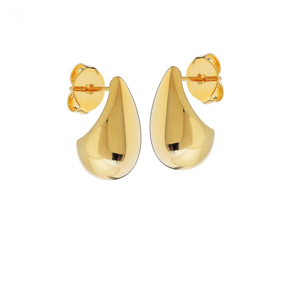 Brinco de gota lisa banhado a ouro 18k