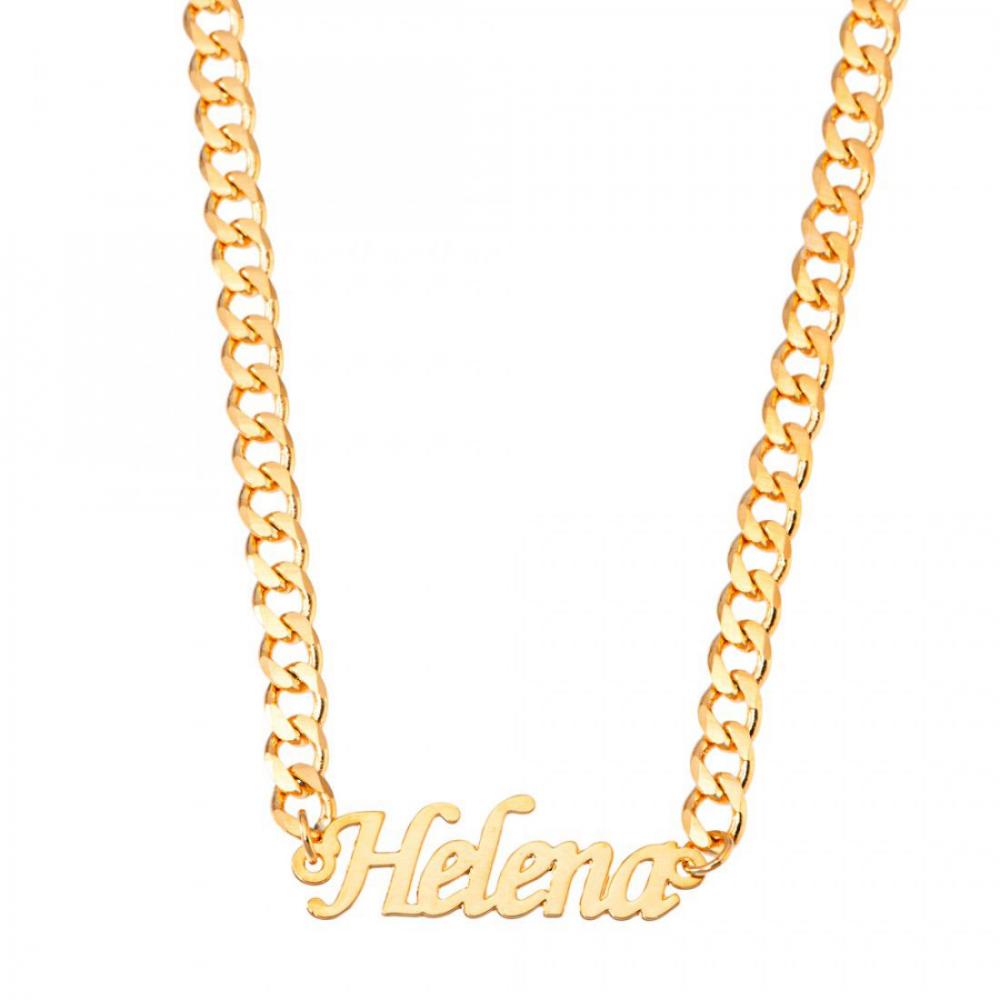 Colar com nome personalizado na corrente cubana banhado a ouro 18k