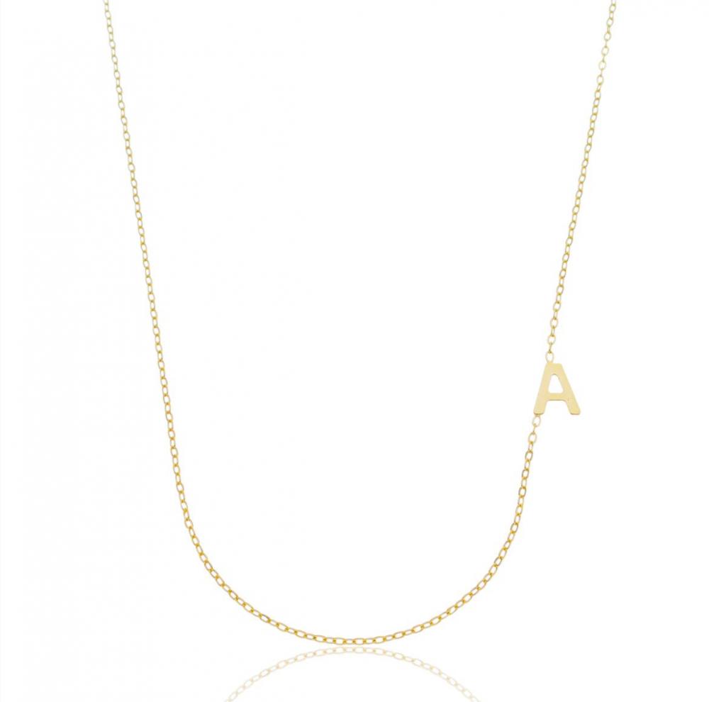 Colar inicial de letra personalizado banhado a ouro 18k