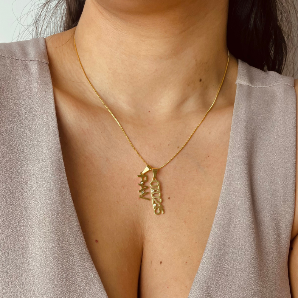 Colar memórias personalizado banhado a ouro 18k 
